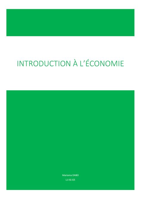 Introduction L Conomie Imprimer Mariama Dabo L Eg G Table Des