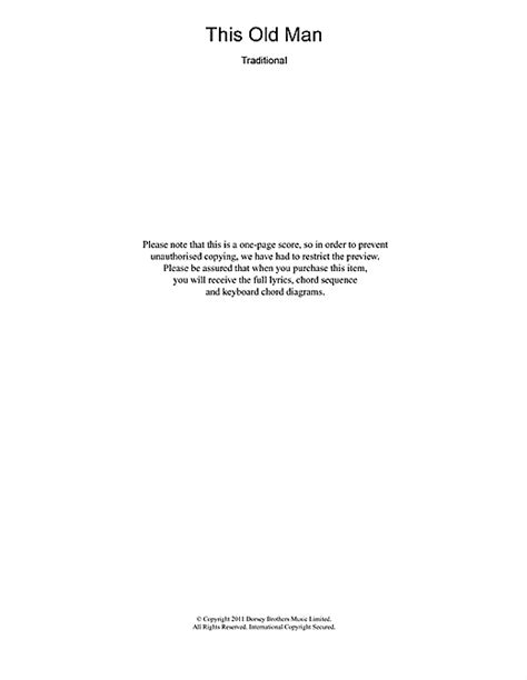 This Old Man Sheet Music By Traditional Keyboard 109739