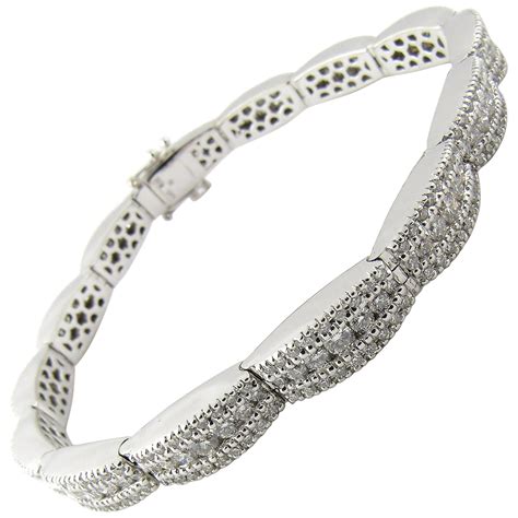 40 Carat Art Deco 14 Karat White Gold Diamond Link Bracelet At 1stdibs