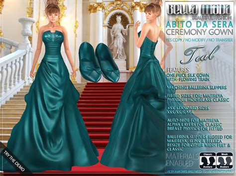 Second Life Marketplace Bella Moda Abito Da Sera Teal Ceremony Gown