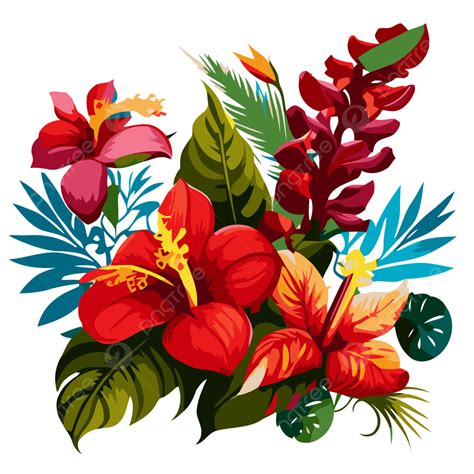 Flores Tropicales Hawaianas Vector Png Pegatina Clipart Ramo De