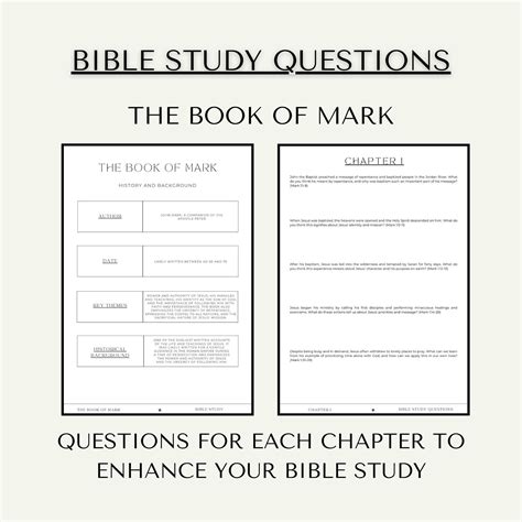 Bible Study of Mark, Bible Study Questions, Bible Study Printable