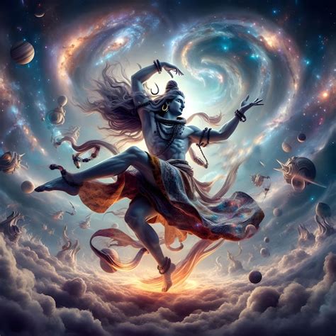 AI image of Lord Shiva in a dynamic dance pose surrounded by swirling ...