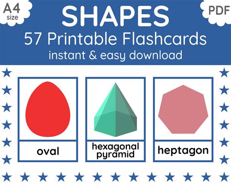 57 Geometric Shapes Flashcards 2d And 3d Shapes Flashcards Etsy España