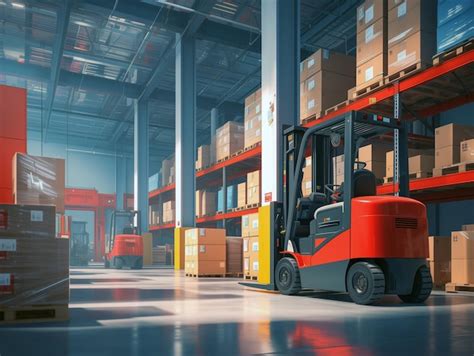 Premium Photo A Modern Warehouse Interior With Forklifts And Neatly