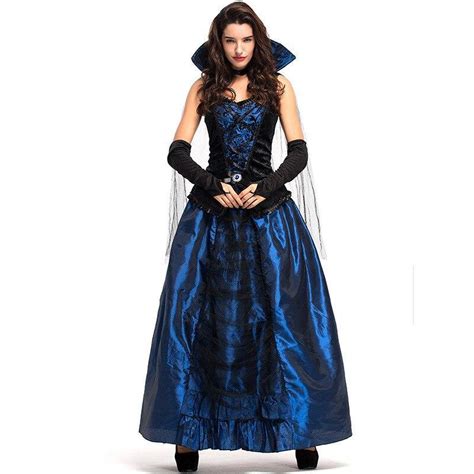 Dark Blue Women Countess Vampiress Adult Vampire Halloween Costume One Size Costumes