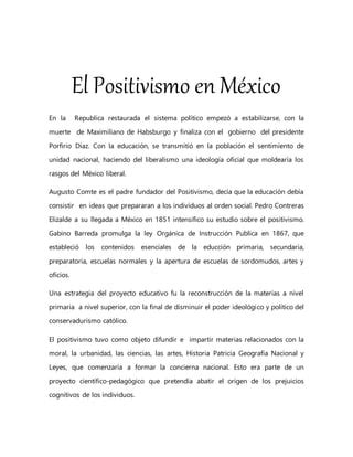 Positivismo En Mexico Docx