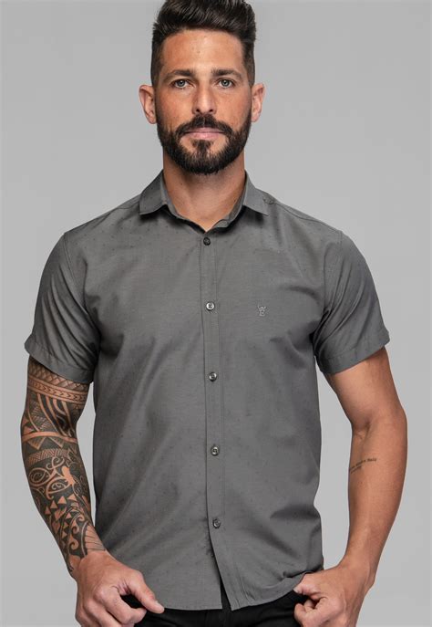 Camisa Masculina Social Slim Fit Manga Curta Viena Premium Distribui Es