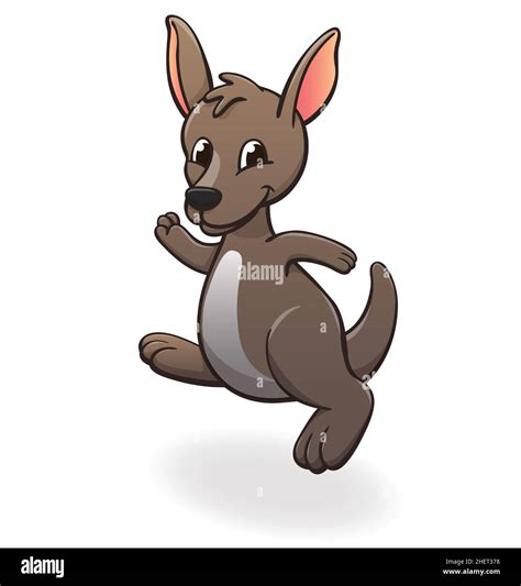 Cute Happy Australian Wallaby Joey Jumping Cartoon Character Vector