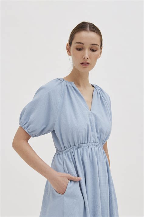 Textured Cotton Puff Sleeve Dress Our Second Nature