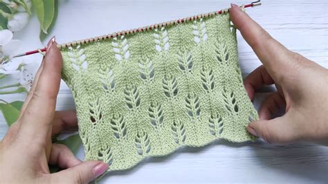 Leaves Knit Stitch Ajour Blattmuster Stricken Punto Hojas A Dos