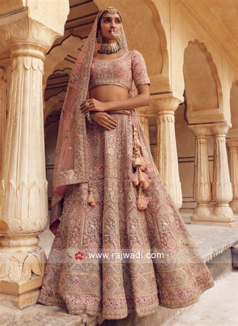 Breathtaking Peach Embroidered Bridal Lehenga Choli