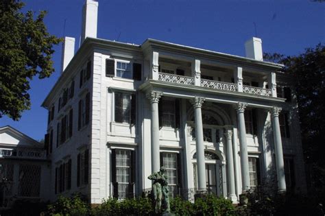 The Facade Of Linden Place Mansion Boasts Two Story Pillars Mansions