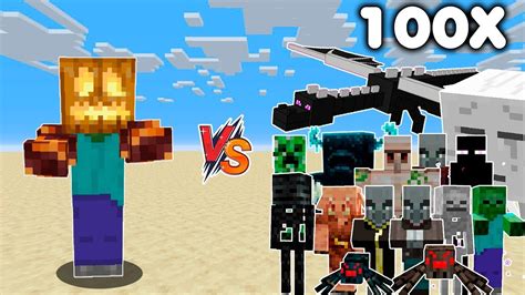 Zombin Vs All Mobs In Minecraft 100x All Mobs Vs Zombin Rexy S