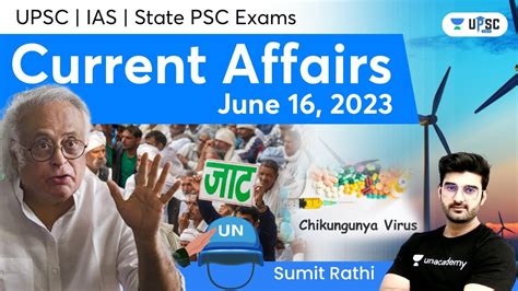 Daily Current Affairs In Hindi By Sumit Rathi Th June The