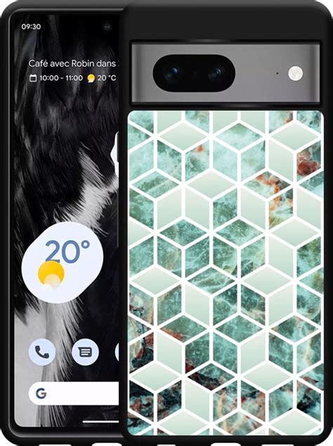 Google Pixel Hardcase Hoesje Groen Hexagon Marmer Designed By Cazy