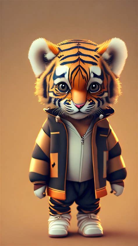 Baby Tiger Wearing Jacket Cartoon Character Pictures 3d Character