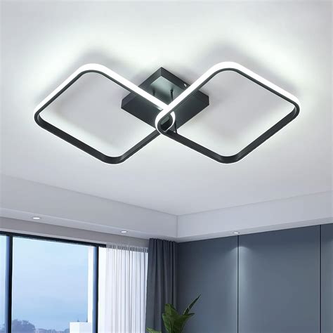 Kiwaezs Plafonnier Led Moderne Double Rectangle Luminaire Plafonnier