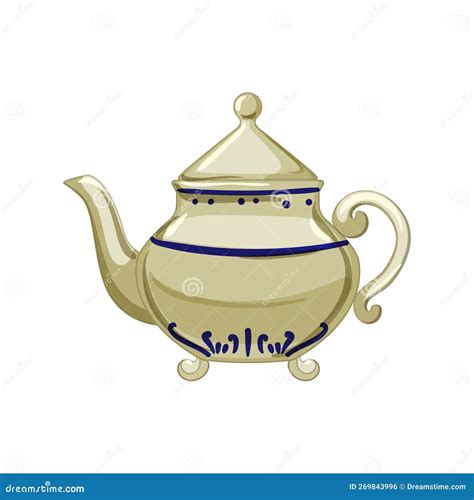 Drink Vintage Teapot Cartoon Vector Illustration Stock Illustration