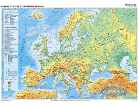 MAPA ŚCIENNA EUROPY FIZYCZNA Z ELEMENTAMI EKOLOGII MER204