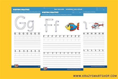 Alphabet F G H I And J Writing Practice Worksheets Krazy Smart Shop