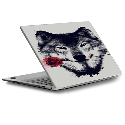 Skin Decal For Dell XPS 13 Laptop Vinyl Wrap Wolf With Rose In Mouth