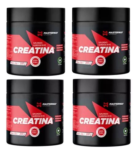 Kit 4 Creatina Masterway Monohidratada 300 Gramas 100 Pura Frete Grátis