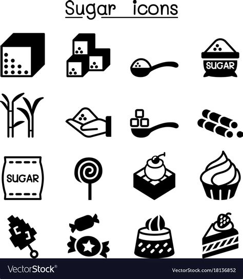 Sugar Icon Set Royalty Free Vector Image Vectorstock