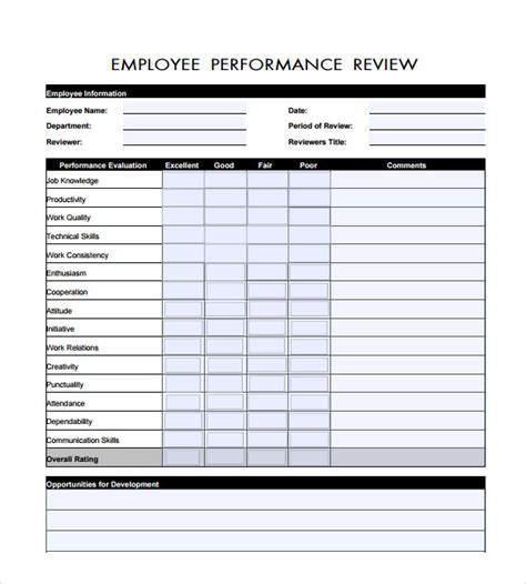 Sample Performance Review Template 7 Documents In PDF Word