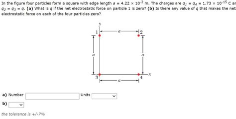 Solved In The Figure Four Particles Form A Square With Edge Chegg