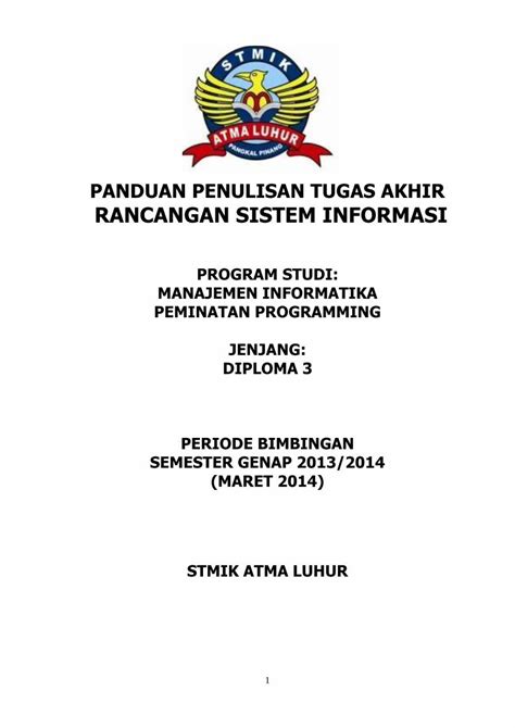 PDF PANDUAN PENULISAN TUGAS AKHIR RANCANGAN SISTEM INFORMASI