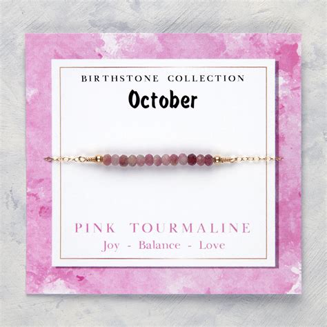 October Birthstone Bracelet Pink Tourmaline Jewelry October Etsy