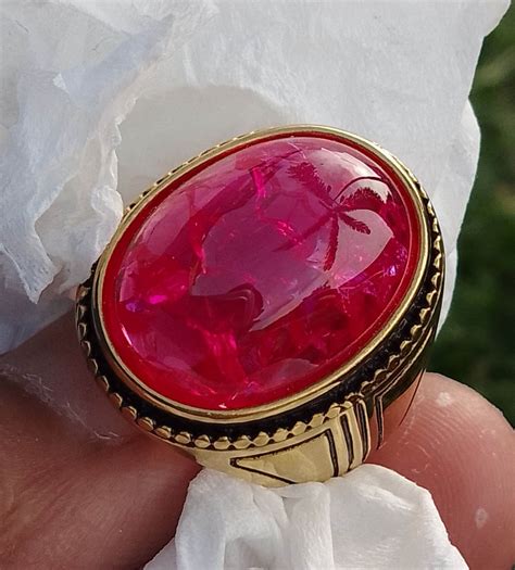 Cincin Batu Merah Siam Rose Pecah Seribu Asli Original Bangkok Lazada