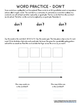 Sight Word Don T Worksheet Primarylearning Org