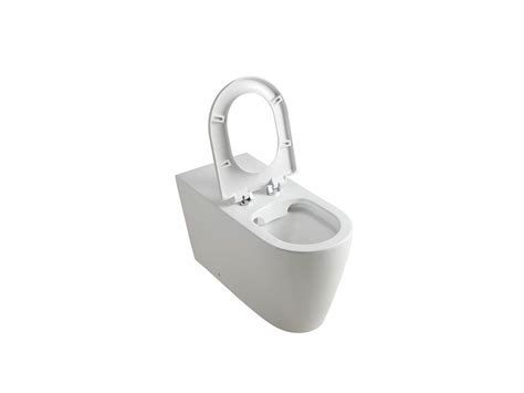 Wolfen 800 Back To Wall Rimless Pan With Single Flap Seat White With