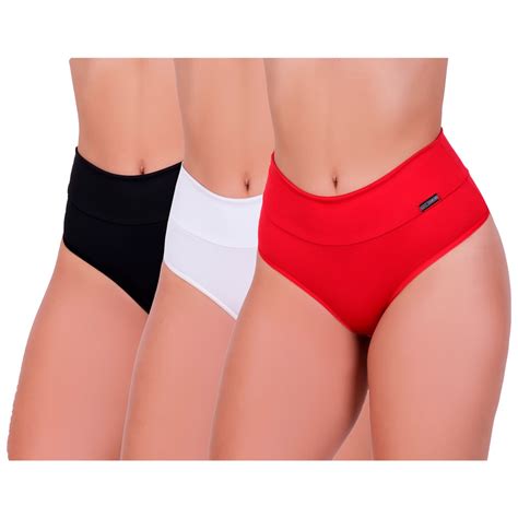 10 Lindas Calcinhas Fitness Modeladora Cós Alto Fio Duplo Kit Lingerie