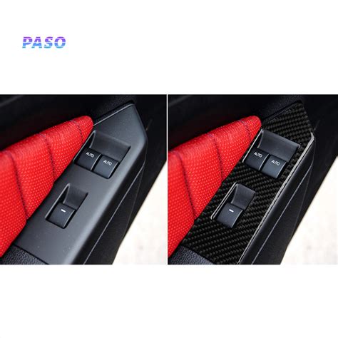 Pca Carbon Fiber Car Window Glass Lifter Switch Panel Sticker For Ford