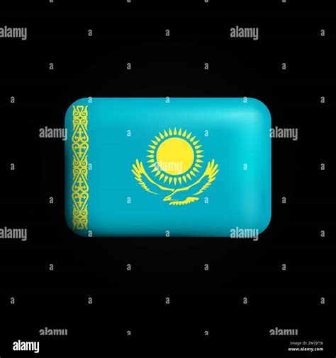 Kazakhstan Flag 3D Icon. National Flag of Kazakhstan. Vector ...