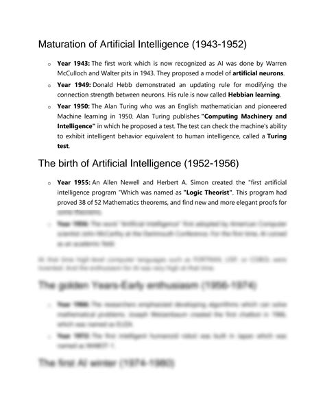 Solution History Of Artificial Intelligence Studypool