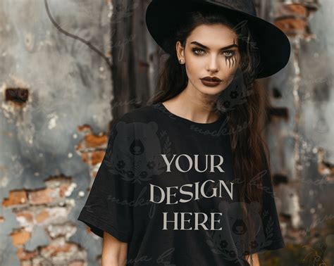 Black Gildan 5000 Mockup T Shirt Mockup Female Model T Shirt Mockup