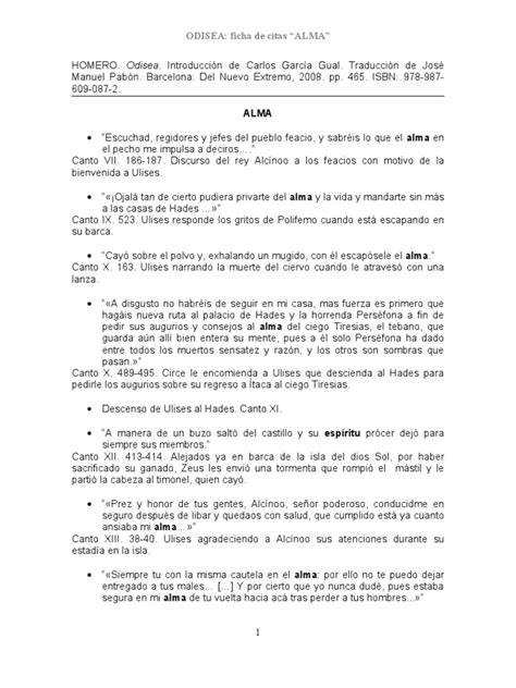 PDF HOMERO Ficha De Citas De La Odisea DOKUMEN TIPS