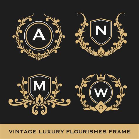 Set Of Vintage Luxury Monogram Frame Template Design 262624 Vector Art