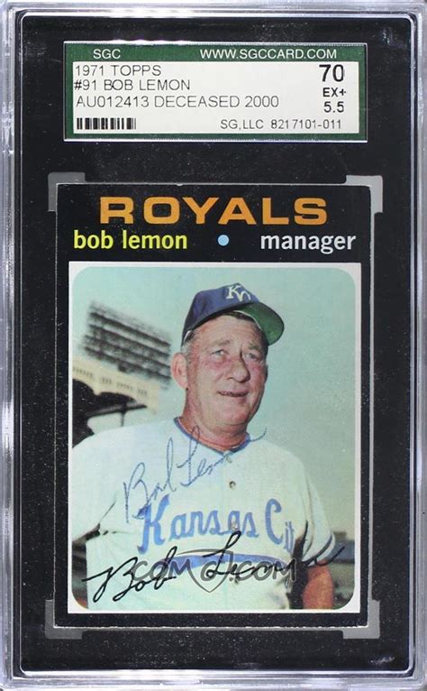 1971 Topps Base 91 Bob Lemon Sgc Authentic Authentic