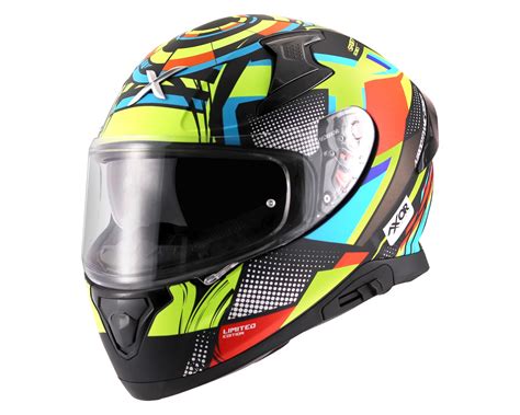 Axor Apex Vivid Isi Ece Dot Certified Full Face Dual Visor Helmet For