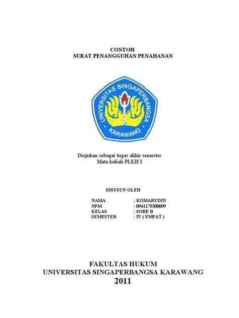 Contoh Surat Permohonan Penangguhan Penahanan Pdf