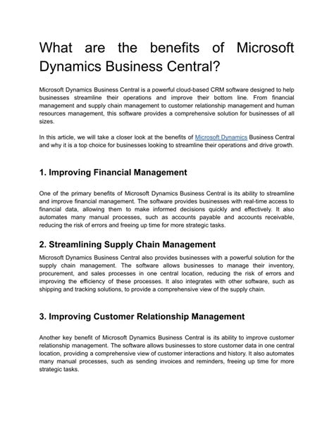 PPT What Are The Benefits Of Microsoft Dynamics Business Central