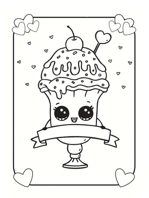 Coloriage Glace Kawaii avec des yeux dessin gratuit à imprimer