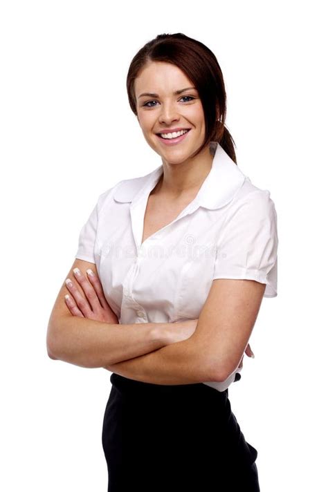 Business Woman With Folded Arms Isolated On White Stock Image Image