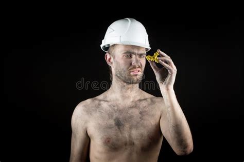 Miner Shows A Golden Nugget Stock Photo Image Of Coal Adult 50253670