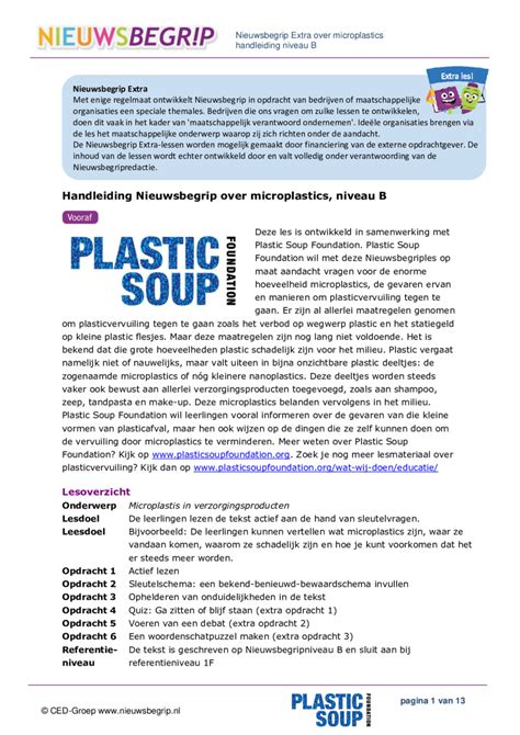 NBExtra PlasticSoupFoundation HandlB DEF Nieuwsbegrip